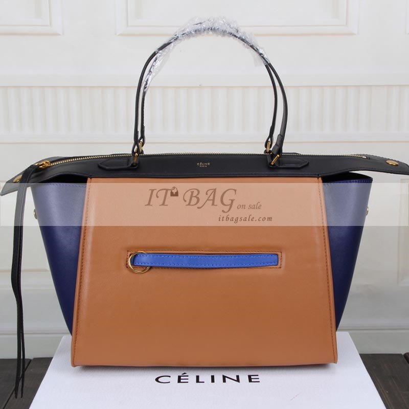 Celine piccolo sacchetto Anello Blu Liscio vitello Electric Blue Nero